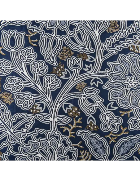 Tissu, Jacquard ameublement, PERSE, Motif floral, Bleu, L...