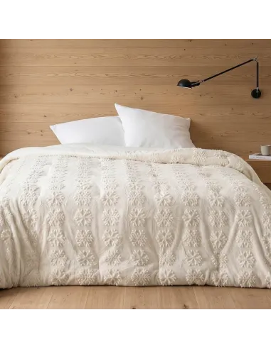 Jeté de lit, FLOCON, Motif flocons, Écru crème, 230 x 250...