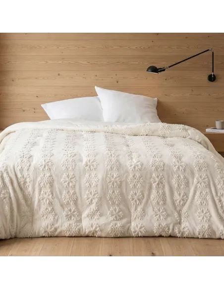 Jeté de lit, FLOCON, Motif flocons, Écru crème, 230 x 250...