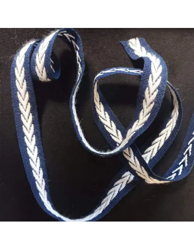 Ruban dentelle bleu et blanc