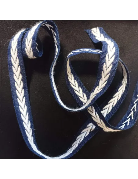Ruban dentelle bleu et blanc