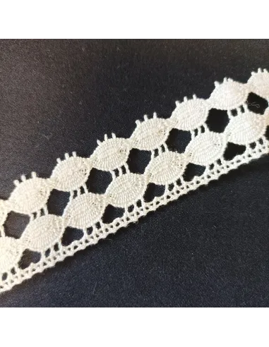 Ruban dentelle écru, coton