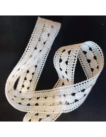 Ruban dentelle écru, coton