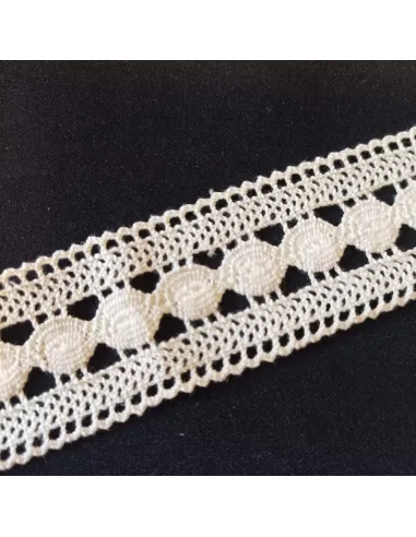 Ruban dentelle écru, coton