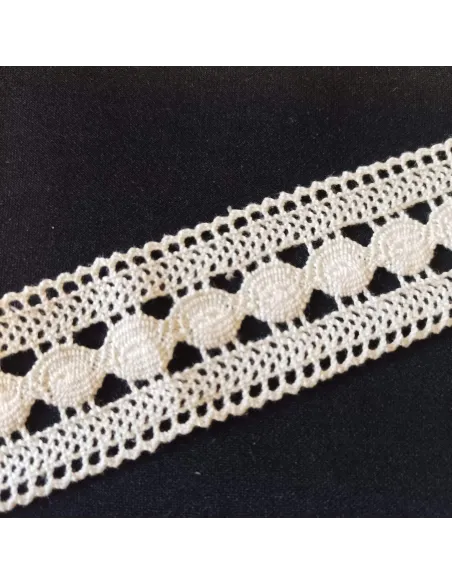 Ruban dentelle écru, coton