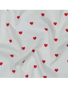Tissu Popeline Coton Cœurs Blanc Rouge Laize 148cm | Zephyr Tissus 2