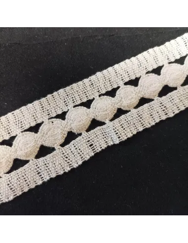 Ruban dentelle écru, coton