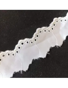 Ruban broderie anglaise blanc satiné 2