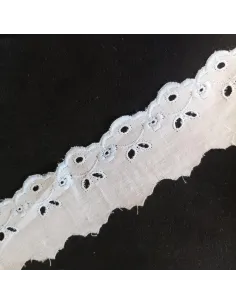 Ruban broderie anglaise blanc et bleu clair 2