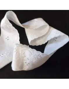 Ruban broderie anglaise satinée blanc