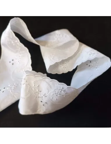 Ruban broderie anglaise satinée blanc
