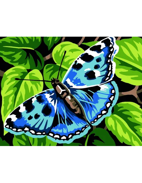 Kit canevas : 20x25 cm, blanc : Papillon
