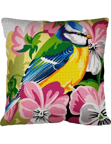 Kit coussin : 50x50 : N18 - mésange bleue kit - coussin