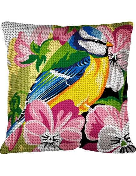 Kit coussin : 50x50 : N18 - mésange bleue kit - coussin