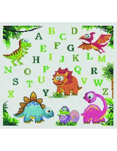 Kit canevas Abécédaire, dinosaures