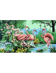 Canevas : 45x55 cm, Flamants rose