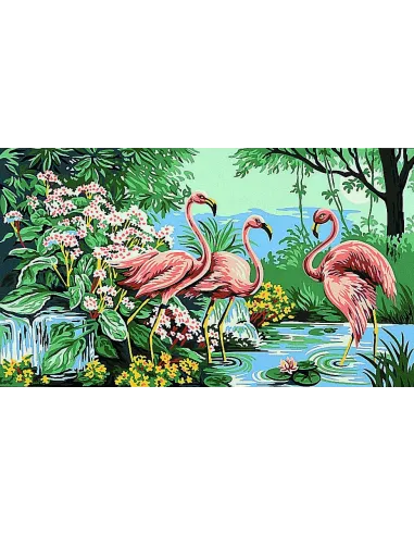 Canevas : 45x55 cm, Flamants rose