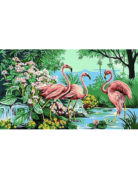 Canevas : 45x55 cm, Flamants rose