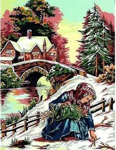 Canevas : 50x65 cm, Scène hivernale