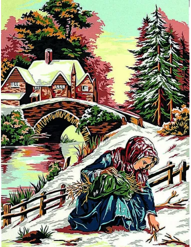 Canevas : 50x65 cm, Scène hivernale