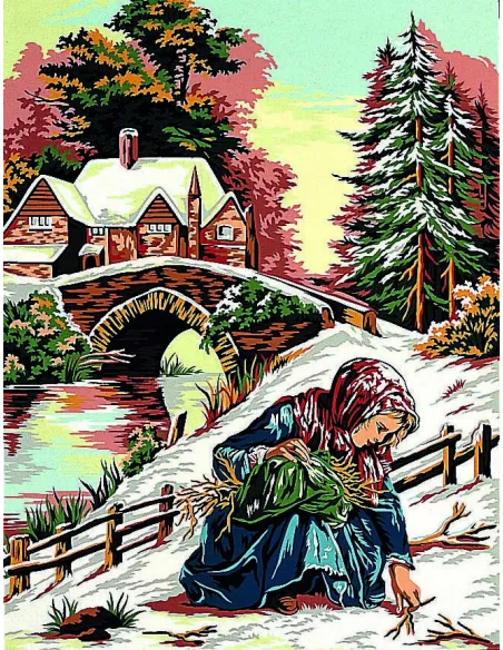 Canevas : 50x65 cm, Scène hivernale