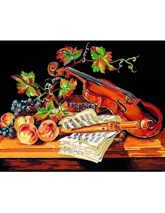 Canevas : 50x65 cm, Nat.morte au violon