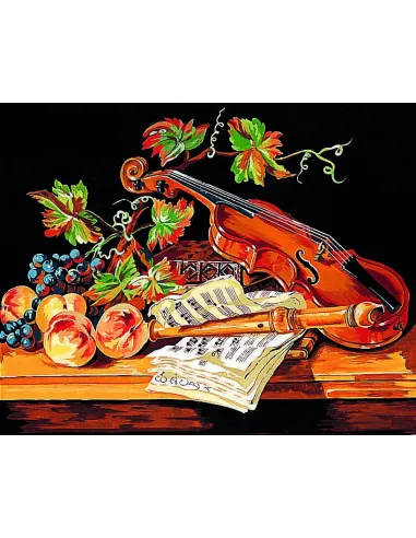Canevas : 50x65 cm, Nat.morte au violon