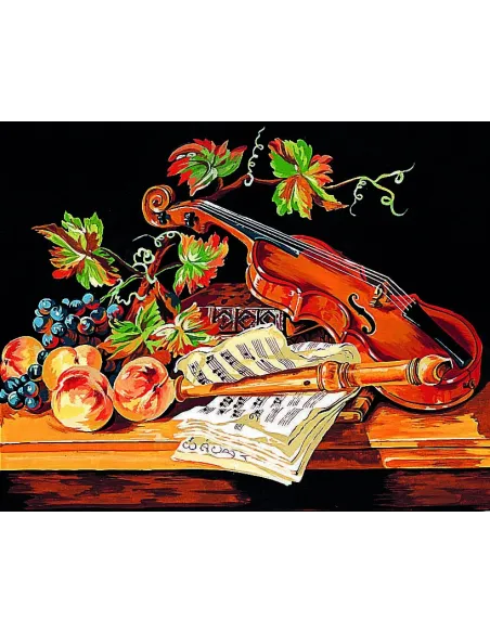 Canevas : 50x65 cm, Nat.morte au violon