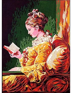 Canevas : 50x65 cm, Jeune fille lisant