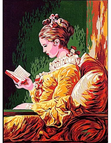 Canevas : 50x65 cm, Jeune fille lisant