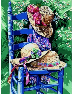 Canevas : 50x65 cm, Chaise aux chapeaux