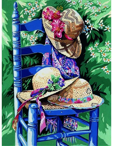 Canevas : 50x65 cm, Chaise aux chapeaux