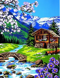 Canevas : 50x65 cm, Près du torrent