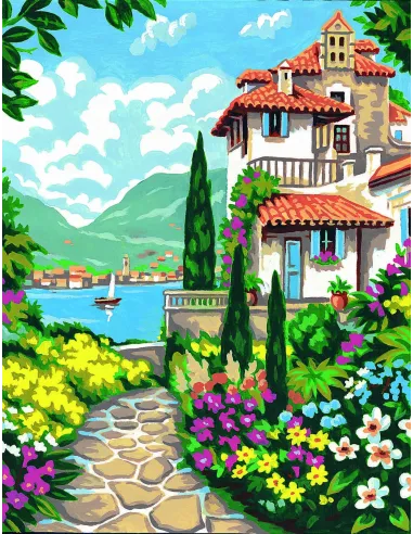 Canevas : 50x65 cm, La villa fleurie