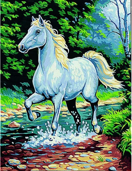 Canevas : 50x65 cm, Le cheval blanc