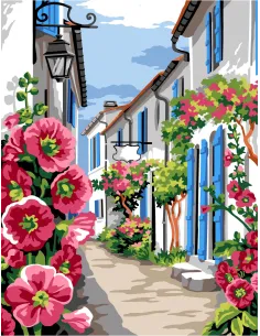 Canevas : 50x65 cm, N21 - ruelle trémière