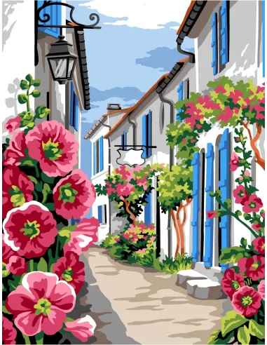 Canevas : 50x65 cm, N21 - ruelle trémière