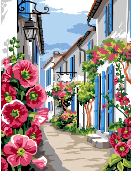 Canevas : 50x65 cm, N21 - ruelle trémière