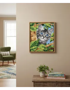 Canevas : 60x70 cm, N24 - chat perché 2