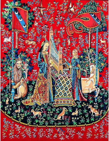Canevas : 65x80 cm, Dame a la licorne