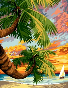 Canevas : 65x80 cm, N23 - le couche des palmiers