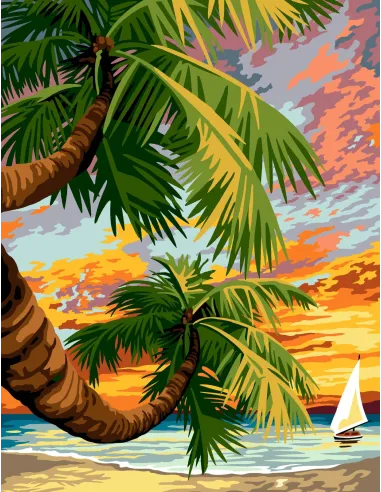 Canevas : 65x80 cm, N23 - le couche des palmiers