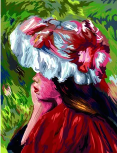 Canevas : 60x80 cm, La fillette au chapeau rouge de Monet