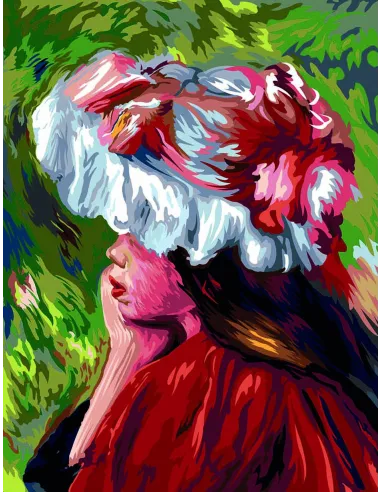 Canevas : 60x80 cm, La fillette au chapeau rouge de Monet