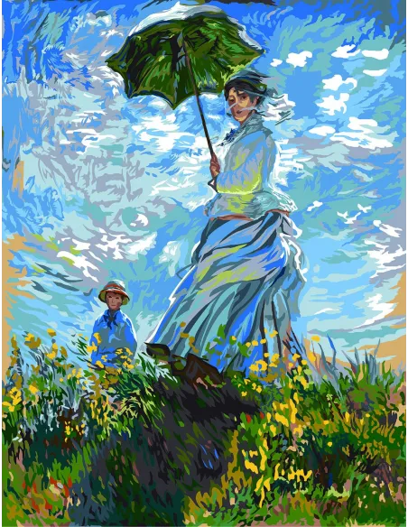Canevas : 60x80 cm, La femme a l'ombrelle de Monnet
