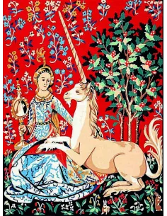 Canevas : 40x50 cm, Dame licorne vue
