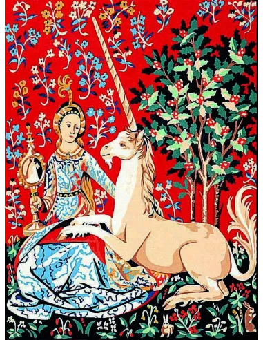 Canevas : 40x50 cm, Dame licorne vue