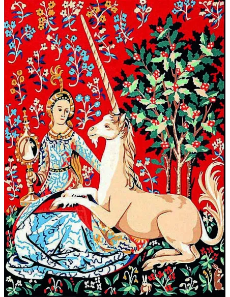 Canevas : 40x50 cm, Dame licorne vue