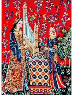 Canevas : 40x50 cm, Dame licorne ouie cpa