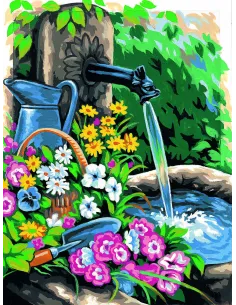 Canevas : 40x50 cm, La fontaine -